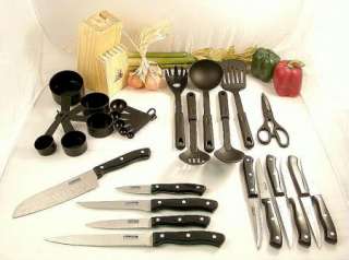   Pc Knife Set Includes 7 Santoku Knife Wood Block Kitchen Tools  