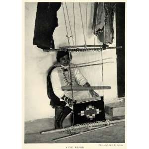 1925 Print Girl Weaver Loom Havens Zuni Native American Blanket 