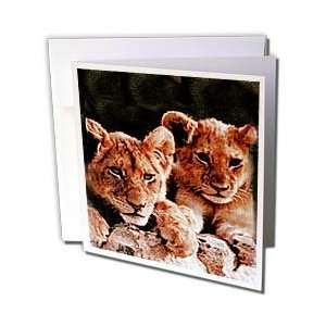 : Wild animals   African Lion Cubs   Greeting Cards 6 Greeting Cards 