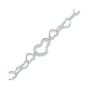  Sterling Silver Hearts Anklet   10 SS ANKLETS Jewelry