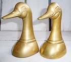 Vintage Figural Solid Brass Duck Mallard Bookends Hun