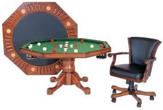  48 Antique Walnut Game Table Set Bumper Pool, Poker & Dining Table 