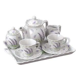   13.5l Porcelain Breakfast Tea Set Lavender: Patio, Lawn & Garden