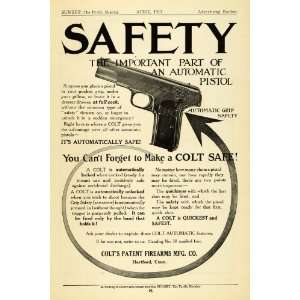 1913 Ad Colt Firearms Antique Safe Automatic Pistol 