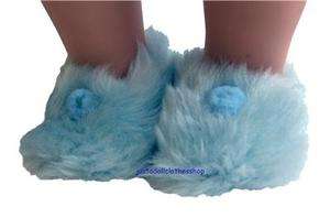 Doll Clothes Aqua Fuzzy Slippers Fit American Girl +18  