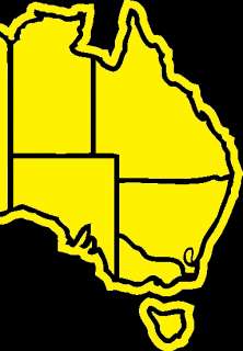 Australia Map Outline with States Yellow Decal Sticker  