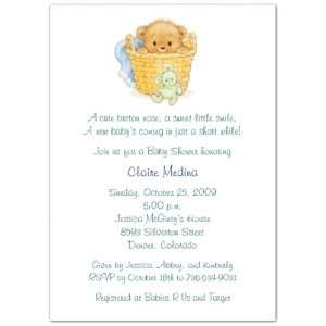    Basket of Love Green Baby Shower Invitations   Set of 20: Baby