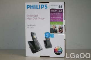 New Philips DECT 6.0 Cordless Phone SE4502B/17, Black, Extra Handset 