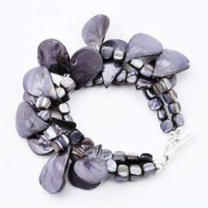    Barse Sterling Silver Gray Mother of Pearl Bracelet: Jewelry