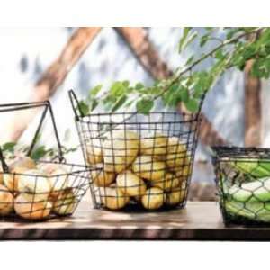 Shabby Cottage Chic Wire Potato Storage Basket Decor:  Home 