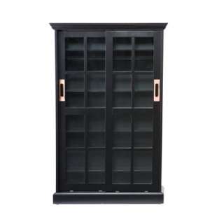 Newton Sliding Door CD DVD Media Storage Cabinet Black  