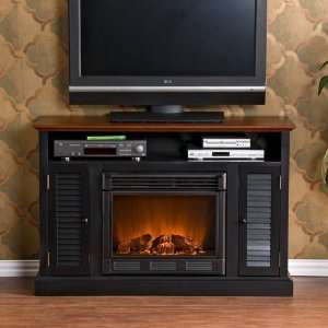   Black/ Walnut Entertainment Center Electric Fireplace: Home & Kitchen