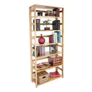  Wood SixShelf Folding Bookcase Cherry Finish Office 