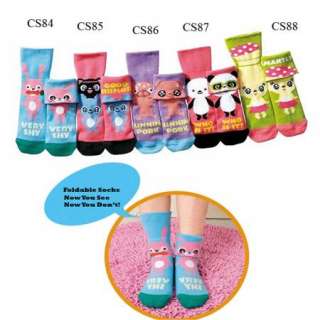 pairs new spring toddler girl foldable face expression crew socks 3T 