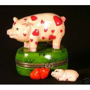  Porcelain Hinged Boxes Valentine Love Pig filled with 