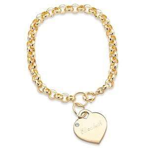 April Engraved Birthstone Heart Charm Bracelet   Personalized Jewelry