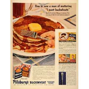 1942 Ad Pillsbury Buckwheat Pancake Flour Farina Cake Sno Sheen Baking 