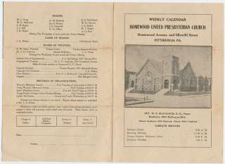 1917 HOMEWOOD UNITED PRESBYTERIAN CHURCH Pittsburgh PA  