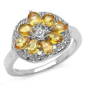  2.00 Carat Genuine Yellow Sapphire Sterling Silver Ring 