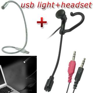 LAPTOP USB LED LIGHT PC HEADPHONE HEADSET MIC NOTEBOOK  