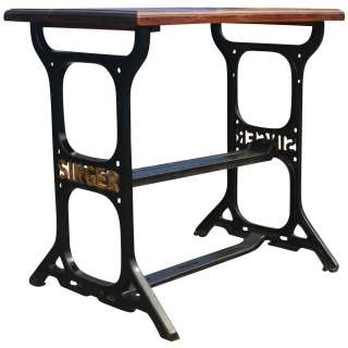 Machine Age Wrought Iron Wood Table Desk & Bench Set  