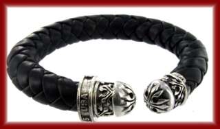 King Baby Studios Leather cuff Bracelet domed cross 925  