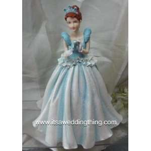 Blue Girl with Cinderella Slipper Figurine or Cake Topper  