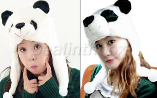 Cartoon Animal Panda Cute Earmuff Fluffy Plush Hat Cap  
