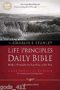 NASB Charles Stanley Life Principles Daily Devotional Bible Hardcover 