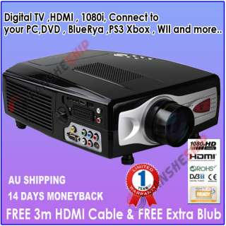 DIGITAL LCD HD HOME CINEMA PROJECTOR 1080i TV PC PS3 AU  