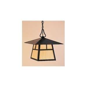   Light Outdoor Hanging Lantern in Raw Copper with Almond Mica glass