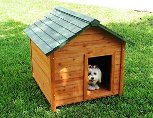 LARGE OUTDOOR DOGHOUSE +DOG BED ~ CEDAR WOOD DOG HOUSE  