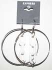 Silver Double Hoop Chain Dangling Earrings  