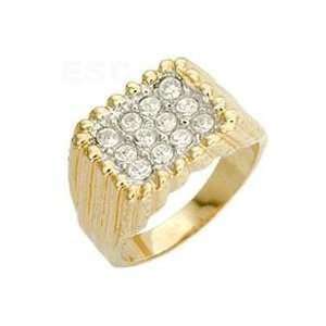  Mens Gold Plated Austrian Crystal Fashion Ring Jewelry