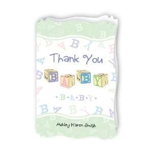  Blocks   Personalized Baby Thank You Cards With Squiggle 