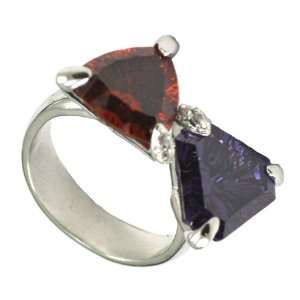  Millenium Cut Amethyst & Garnet Ring Jewelry