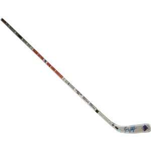 Brian Leetch Signed Stick   Clear Acrylic Career Stats In Blue