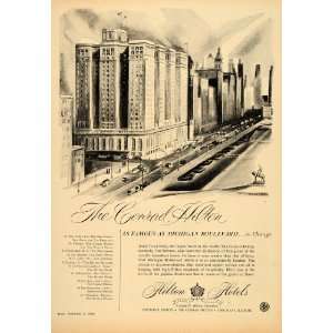  1952 Ad Conrad Hilton Hotels Michigan Boulevard Chicago 