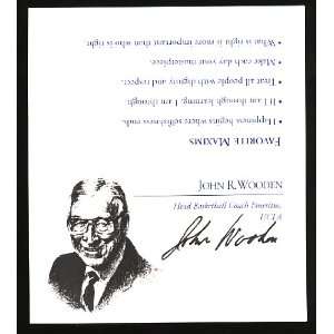 John Wooden Signed Pyramid Of Success Seminar Card Jsa