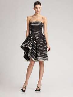 Oscar de la Renta   Black Silk Faille Shibori Dress    