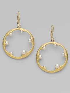 Mikimoto   White Cultured Pearl, Diamond & 18K Yellow Gold Hoop 