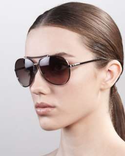 Metal Brown Aviator Sunglasses  