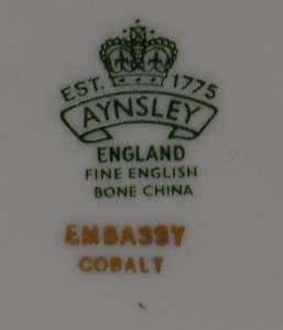 Aynsley Embassy Cobalt Blue Cup/Saucer Set Bone China  