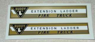 Buddy L Extension Ladder Fire Truck Decal Set  