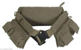 OLIVE DRAB CANVAS 7 POCKET FANNY PACK MILITARY DURABLE  