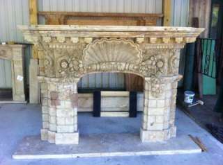 HAND CARVED MARBLE SHELL FIREPLACE MANTEL MFPSS1  