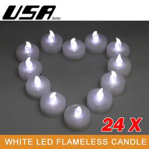 24 X Led Battery Operated Flameless Tealight Candles US cool white