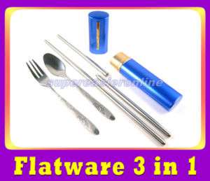 3in1 Flatware Set Stainless Steel Chopsticks Fork Spoon  
