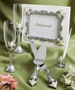 Fleur De Lis Wedding Bridal Accessory Set Guest Book  