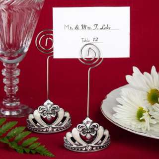     Crown Place Card Holders w/ Fleur de Lis Accents   Wedding Favors